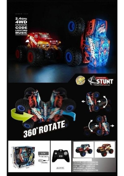 Uj99-p268 1 :16 Gyroscopelu 4x4 Led Işıklı Uzaktan Kumandalı Araba