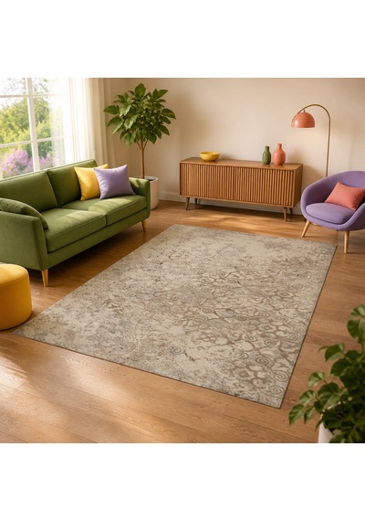 Kartela Halı Vera Halı Kaymaz Taban Makinede Yıkanabilir Halı Bej - 100 X 150 Cm