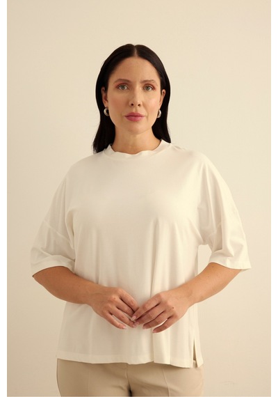 Aker Basic Rayon T-shırt Ekru Ekru