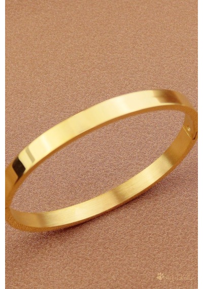 Çelik Kelepçe - Sade Düz Çelik Kelepçe Bileklik Kalınlık 0,6mm Gold - 662082530 Gold