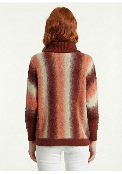 Neden Tekstil Kadın Oversize Fit Yarım Balıkçı Yaka Kazak - Çok Renkli