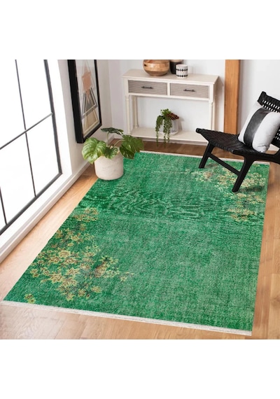 Bespoky Soyut Desenli Salon Halısı Dijital Baskı Yeşil