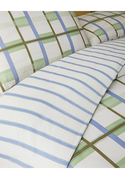 English Home Pop Grid Kolay Ütülenir Çift Kişilik Nevresim Seti 200x220 Cm Mavi - Yeşil