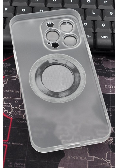 Apple Uyumlu iPhone 13 Pro Max Uyumlu Beyaz Renkli Yarı Şeffaf İnce Sert Kapak Kılıf Kamera Lens Korumalı Beyaz -