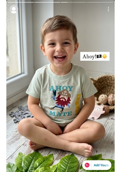Hello Baby A Hoy Mate Baskılı Tişört Yeşil
