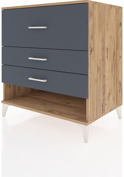 Kronos Şifonyer 3 Çekmeceli 88x59x96 Çam-antrasit Atlas Çam