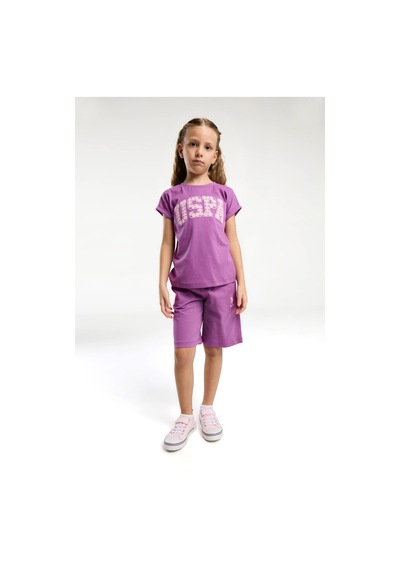 U.S. Polo Assn. Kız Çocuk Mor Bermuda Takım Us2086-c-v2 Mor