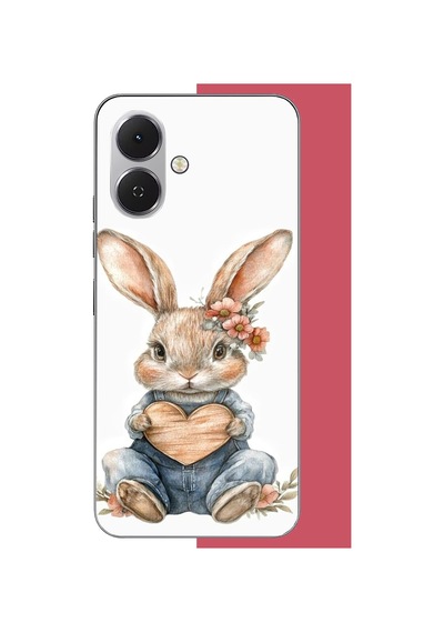 Tecno Spark Go 2 Uyumlu Çiçek Tokalı Tavşan Baskılı Silikon Kılıf Renkli