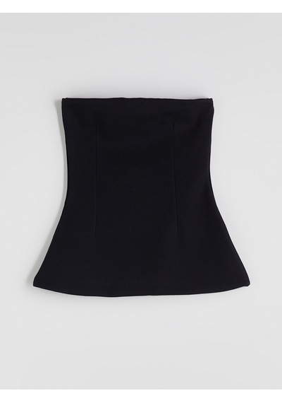 Lcw Vision Siyah Straplez Yaka Peplum Bluz