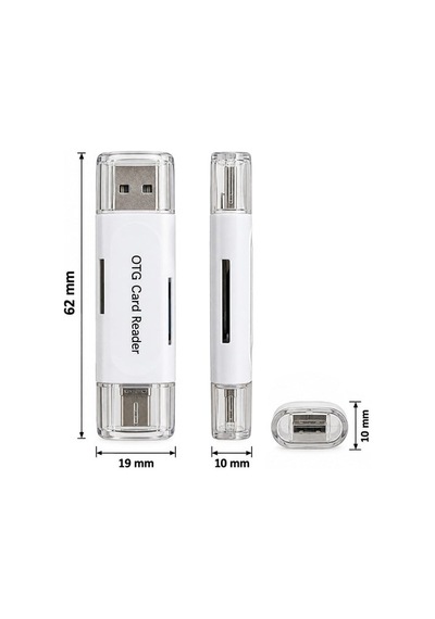 Powermaster Pm-2426 Beyaz Usb To Micro Usb + Kart Okuyucu Otg Çevirici