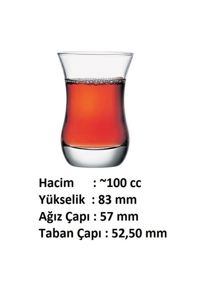 6 Lı Klasik Boy Çay Bardağı Takımı- Göz Dekor Şeffaf