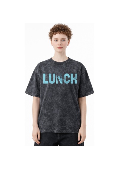 Sevbano Tasarım Billie Eilish Lunch Şarkıcı Baskılı Unisex Oversize Eskit Siyah