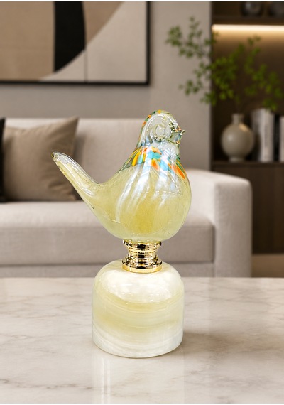 Tamamen El İşçiliği Ve Üfle İle Yapılmış 17 Cm Boyutlarında Kuş Figürü .
