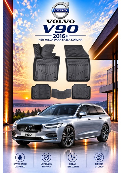 Volvo V90 2016+ Aracınıza Özel Üretim Havuzlu Paspas Takımı A+ -mod-
