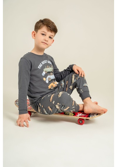 Rolypoly Erkek Çocuk The Best One Gri Uzun Kol Pijama Takım Rp3874-c-v2 Rp3874-c-v2