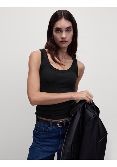 Marks & Spencer Pamuk Karışımlı Ribana Slim Fit Atlet Siyah