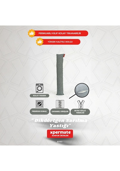 Xpermate Sarılma Yastığı, Bacak Arası Yastığı Dikdörtgen Açık Gri