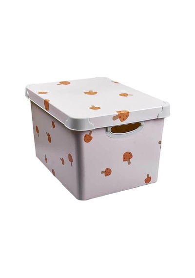 Style Box Mantar Desenli 20 L Dekoratif Oyuncak Ve Saklama Kutusu Bej Çok Renkli