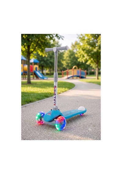 Gtpro Çocuk Scooter Katlanabilir 3+yaş 3tekerli Led Işıklı 50kğ Kapasite Turkuaz