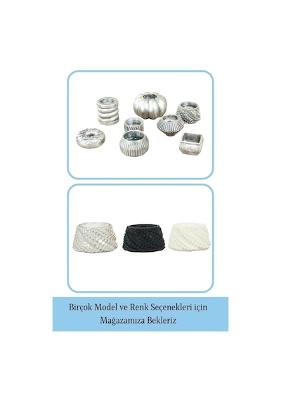 Mumluk Şamdan 3 Adet Tealight Ve İnce Mum Uyumlu Ejderha Yumurtası Model - Gümüş Eskitme