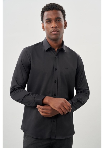 İmza Siyah Uzun Kollu Sert Yaka Cepsiz Pamuklu Likralı Klasik Slim Fit Dar Kesim Gömlek 1004245234 Siyah İmza Siyah Uzun Kollu Sert Yaka Cepsiz Pamuklu Likralı Klasik Slim Fit Dar Kesim Gömlek 1004245234 Siyah