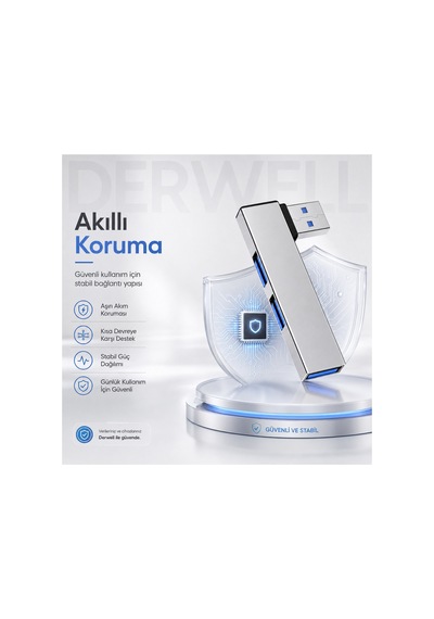 Usb Hub 3 Port Çoklayıcı Çoğaltıcı Dağıtıcı Dönüştürücü Metal Kasa Yüksek Hızlı 5gbps Veri Aktarımı, Usb 3.0 Destekli, Windows Macos Linux Android Uyumlu, Tak Çalıştır Akıllı Korumalı Adaptör