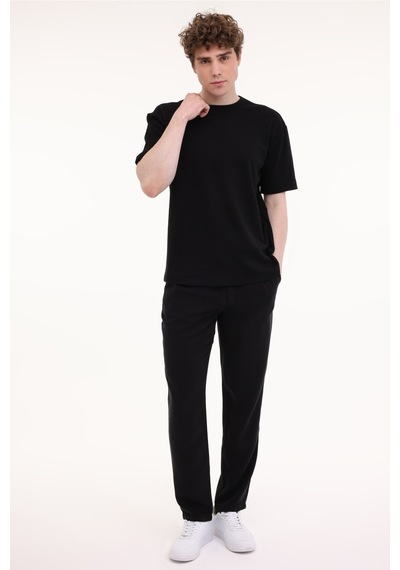 Lee Relaxed Fit Dokulu Kum Siyah Erkek Kısa Kol T-shirt 000000000102265461 Siyah