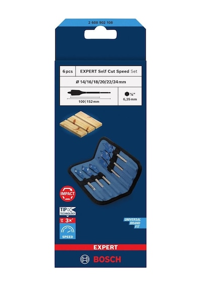 Bosch Expert 14-24 Mm 6 Lı Ahşap Yaprak Matkap Ucu Seti 2608902108