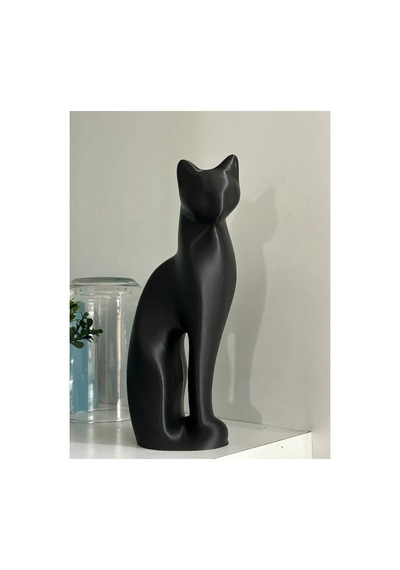 2'li Set Modern Kedi Biblo, 22 Cm Siyah Beyaz Dekoratif Kedi Figürü, Pinterest Obje