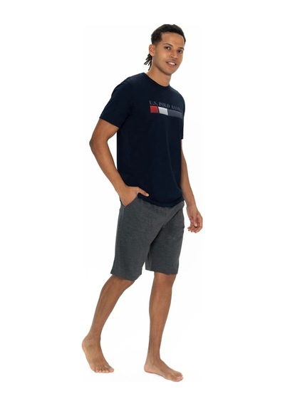 U.s. Polo Assn. Erkek Alt Üst Yuvarlak Yaka Pijama Şort Takımı Lacivert