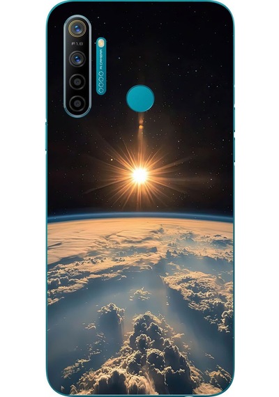 Realme 5i Uyumlu Uzay Günbatımı Baskılı Silikon Kılıf Renkli