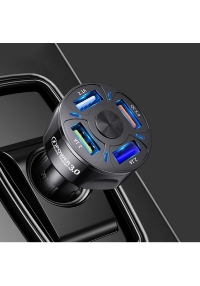 Blue Team Qc3.0 4- Port Çıkışlı Çoklu Usb Araç Şarjı Şarj Aleti 25w Pd Siyah