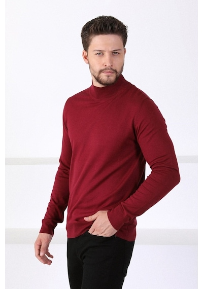Ferraro Bordo Yarım Balıkçı Yaka Erkek Triko Kazak Bordo