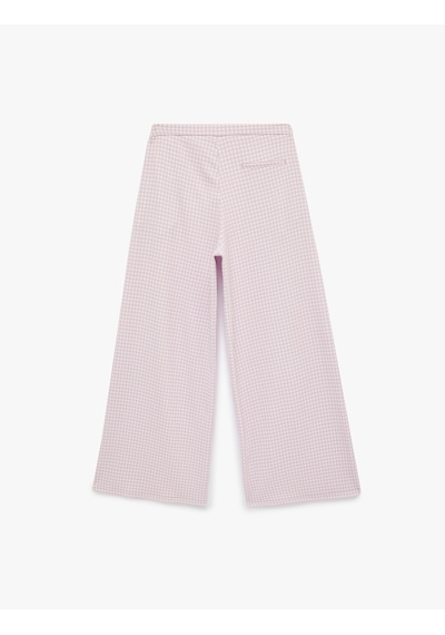 Koton Koton X Sibil Çetinkaya - Bürümcük Kumaş Cepli Pötikareli Geniş Paça Pantolon Lila Ekose 6sak40027uk Lila Ekoseli