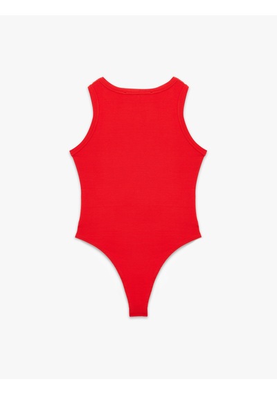 Koton Çıtçıt Düğme Detaylı Kolsuz Bisiklet Yaka Bodysuit Kırmızı 6sal30148ık