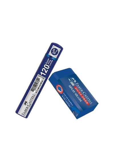 Faber Sınav Seti - Sınav Silgisi + 120'li 0.7mm Kalem Ucu Mavi