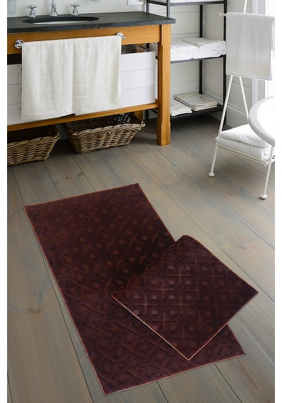 Welsoft Karo Bambo Klozet Takimi 2 Pcs Kahve