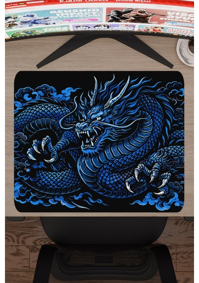 Ejderha Mavi V2 48x40 Xl Gaming Kauçuk Kaymaz Taban Mouse Pad Fare Altlığı