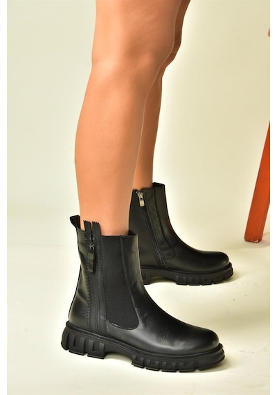 Fox Shoes Siyah Hakiki Deri Günlük Kadın Postal Bot N555102703 Siyah