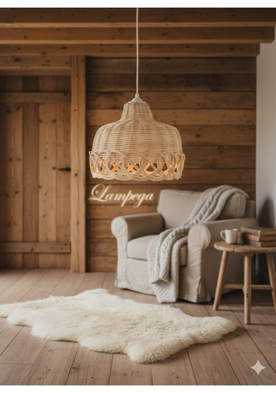 Lampega Rattan Bambu Hasır Avize Ceviz