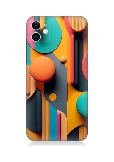 Apple Uyumlu iPhone 11 Silikon Kılıf Pastel Renkli Geometrik Desen
