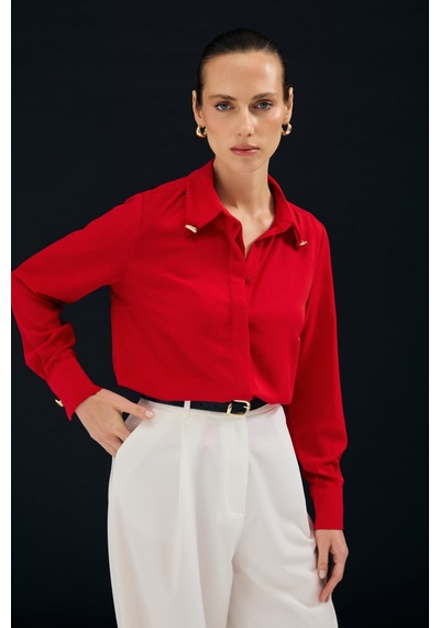 Sateen Lucy Gömlek - Kırmızı-137111