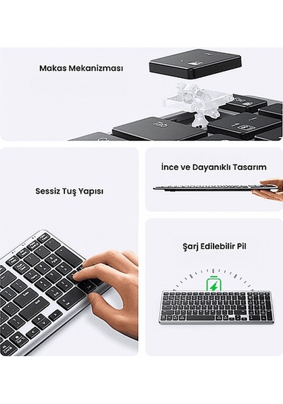 Ugreen Kablosuz Ultra İnce Sessiz Bluetooth İngilizce Klavye