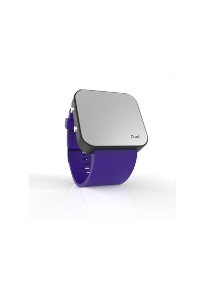 Cool Watch Saat - Siyah Led Kasa - Mor Kayış Unisex Pembe