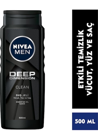 Nivea Deep Dimension 48 Saat Aktif Karbon Erkek Sprey Deodorant 150 ML + Duş Jeli 500 ML + Roll-On Deodorant 50 ML + Banyo Lifi
