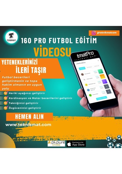 Futbol Matı Ve 160 Pro Eğitim Video Programı Mavi Siyah Mat Kaydırmaz Çorap  Standart