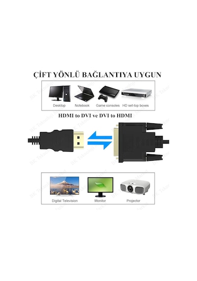 Dvi 24+1 To Hdmi Çift Yönlü Dvi To Hdmi Kablo - 3 Metre