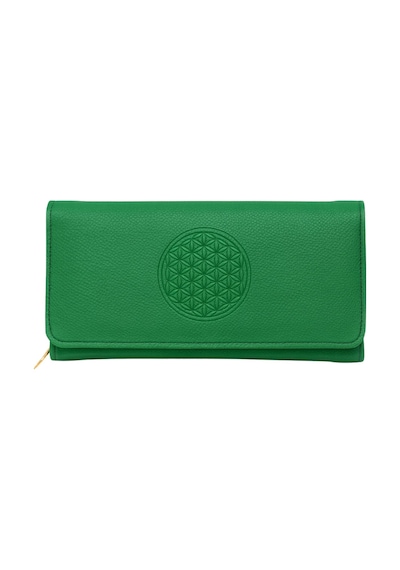 Adelina Bags Yaşam Çiçeği Baskılı Şans Cüzdanı Kağıt Bozuk Para Ve Kartlık Bölmeli Yeşil Kadın Cüzdan Yeşil