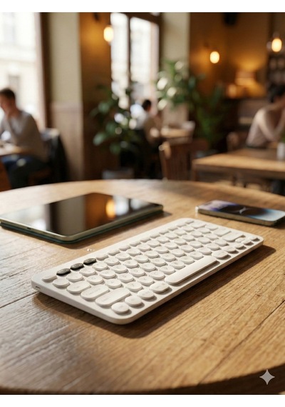 Beyaz Kablosuz Bluetooth Klavye Tablet Telefon Pc Uyumlu Sessiz Yuvarlak Tuşlu Slim Tasarım