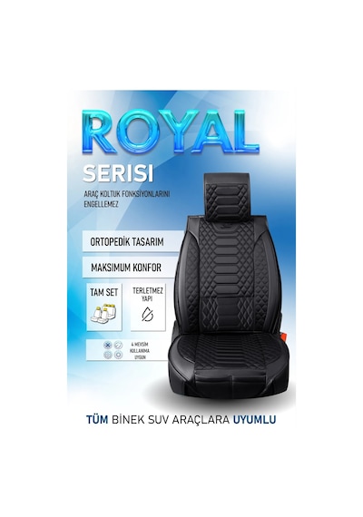 Fiat Egea Hb Uyumlu Lüks Deri Oto Koltuk Kılıfı Ön Arka Takım Set Siyah Royal Model Fs